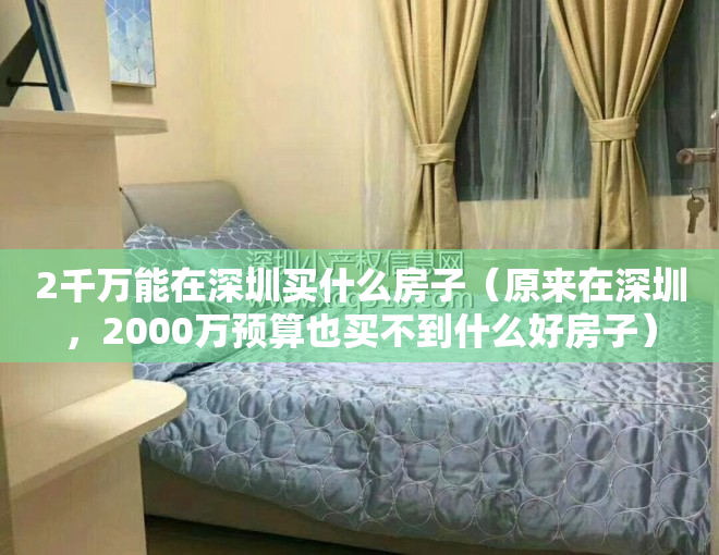 2千万能在深圳买什么房子（原来在深圳，2000万预算也买不到什么好房子）