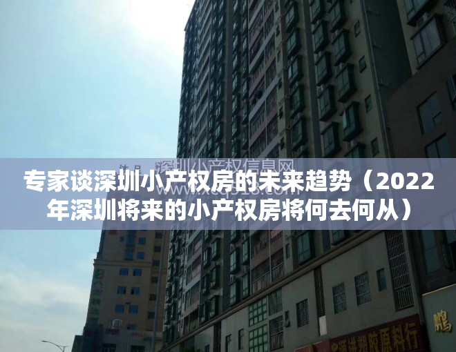 专家谈深圳小产权房的未来趋势（2022年深圳将来的小产权房将何去何从）