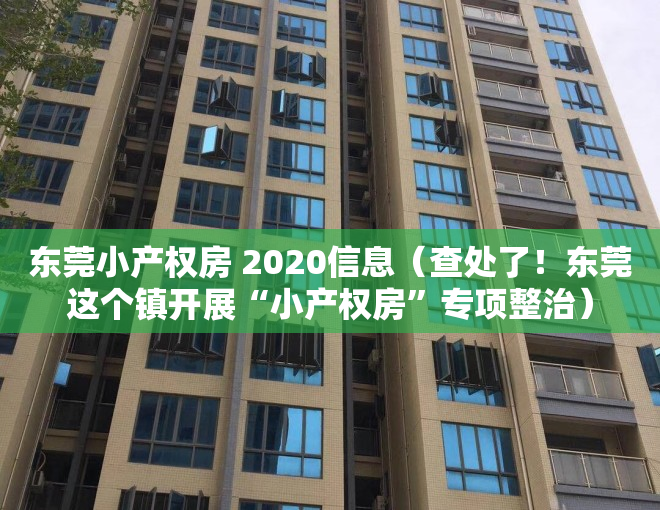 东莞小产权房 2020信息（查处了！东莞这个镇开展“小产权房”专项整治）