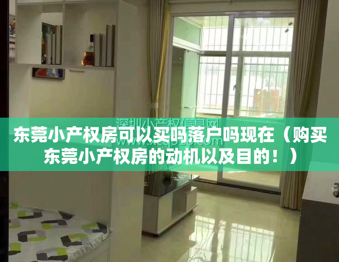 东莞小产权房可以买吗落户吗现在（购买东莞小产权房的动机以及目的！）