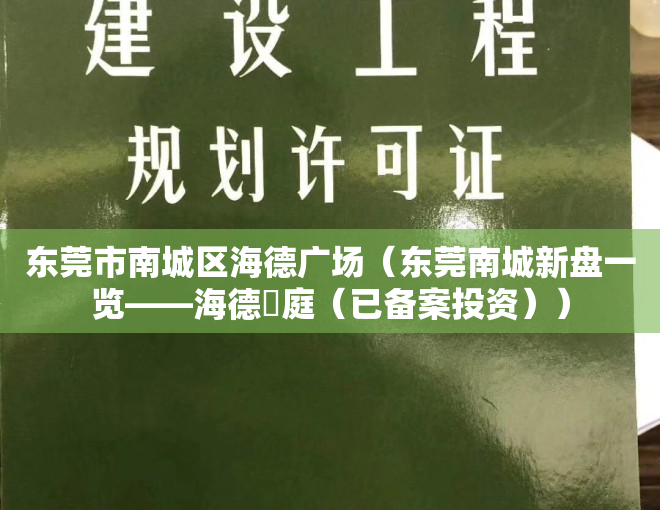 东莞市南城区海德广场（东莞南城新盘一览——海德珺庭（已备案投资））