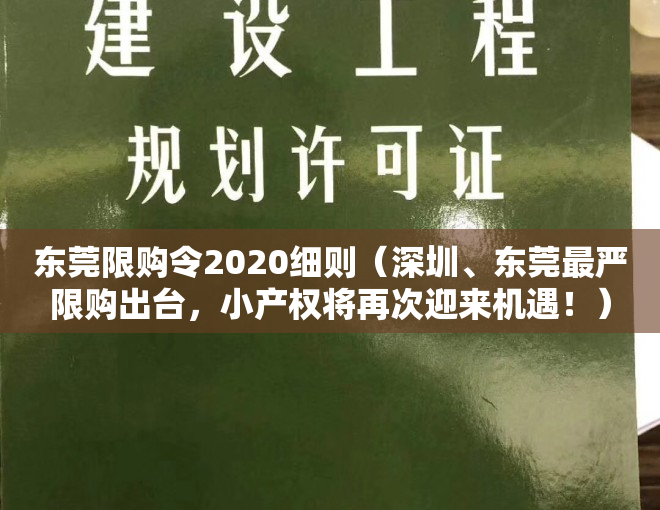 东莞限购令2020细则（深圳、东莞最严限购出台，小产权将再次迎来机遇！）