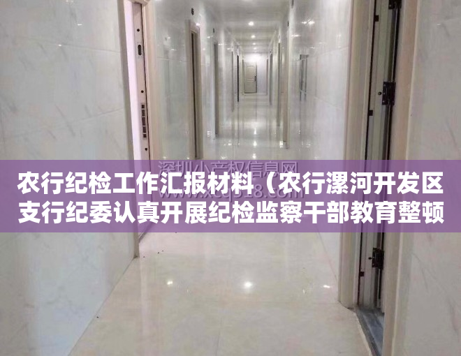 农行纪检工作汇报材料（农行漯河开发区支行纪委认真开展纪检监察干部教育整顿工作）