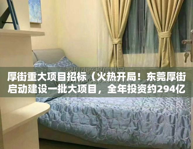 厚街重大项目招标（火热开局！东莞厚街启动建设一批大项目，全年投资约294亿）