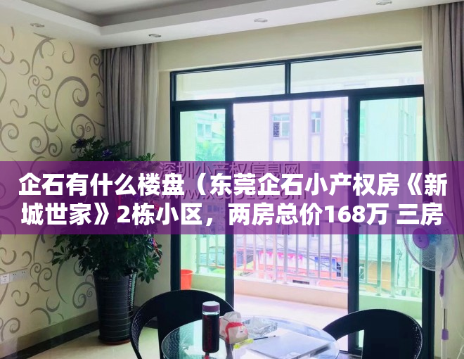 企石有什么楼盘（东莞企石小产权房《新城世家》2栋小区，两房总价168万 三房278万，首付8万，月供1900现房多套带装修出售 马路第一排）