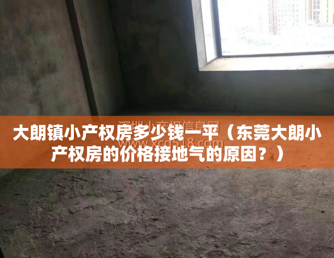 大朗镇小产权房多少钱一平（东莞大朗小产权房的价格接地气的原因？）