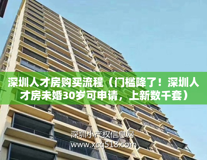 深圳人才房购买流程（门槛降了！深圳人才房未婚30岁可申请，上新数千套）