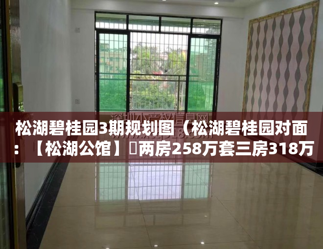 松湖碧桂园3期规划图（松湖碧桂园对面：【松湖公馆】​两房258万套三房318万套四房338万套）