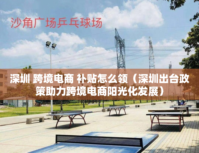 深圳 跨境电商 补贴怎么领（深圳出台政策助力跨境电商阳光化发展）