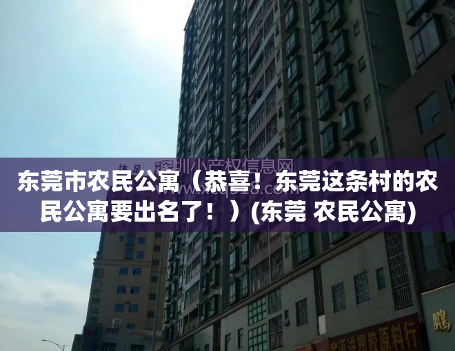东莞市农民公寓（恭喜！东莞这条村的农民公寓要出名了！）(东莞 农民公寓)